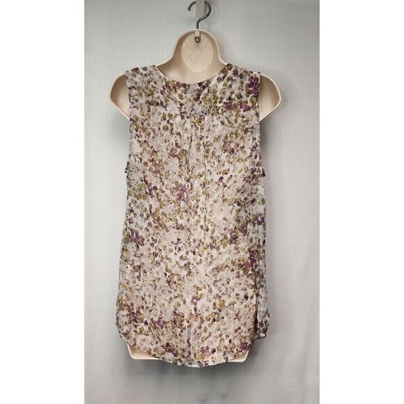 GAP Tank Womens Medium Multi-Cream Purple Pleated Strap Prairie Cottage Core - Picture 4 of 5